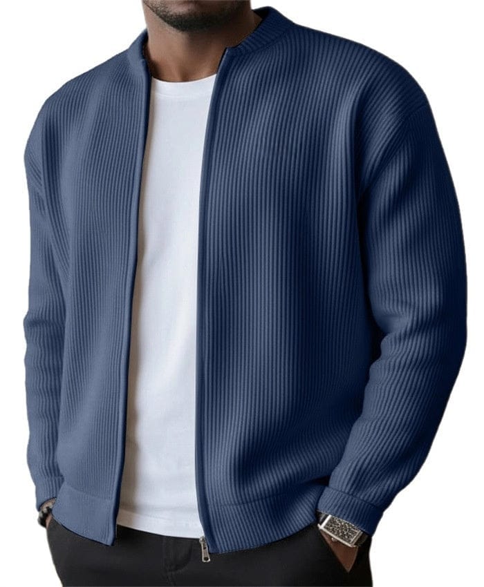 Foster - Cardigan a coste con zip frontale
