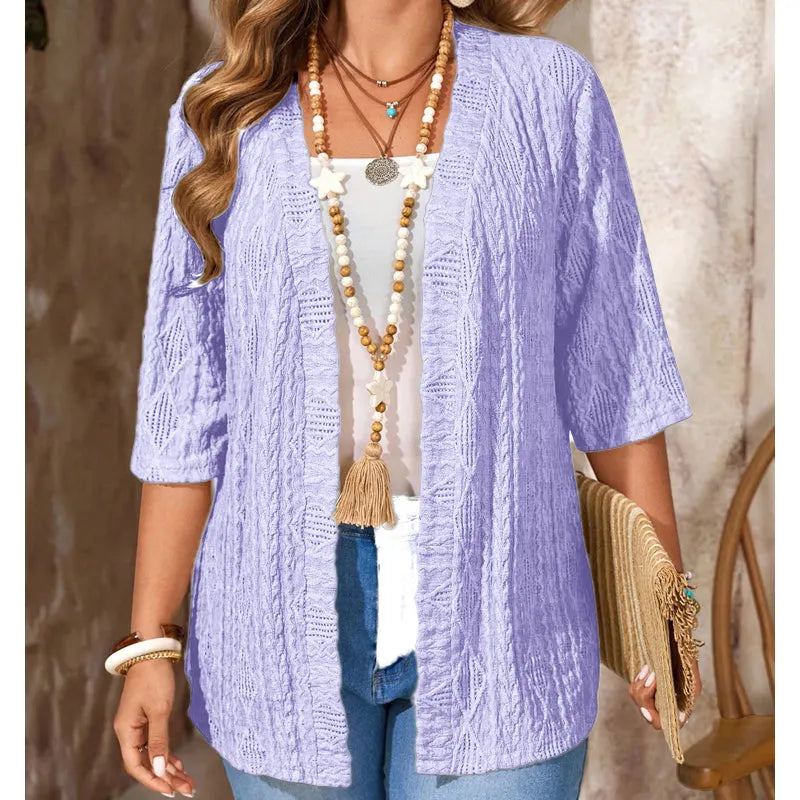 Delienne - Cardigan in maglia pointelle dalla mano morbida