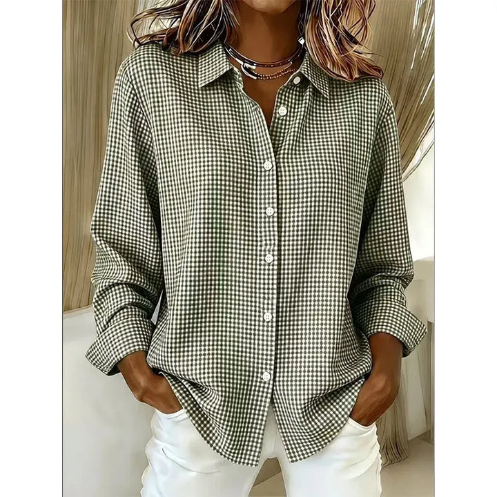 Illyssia - Blusa classica a quadri con bottoni