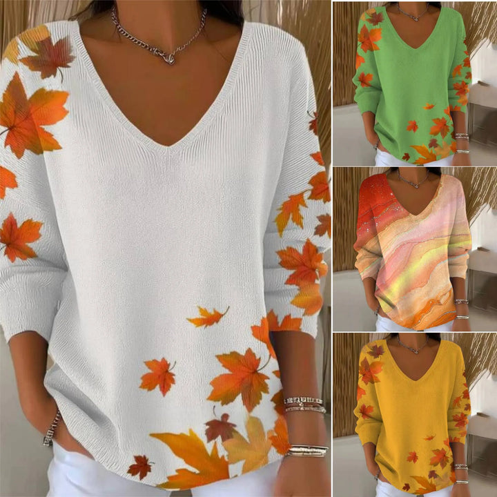 Carivella - Maglione in maglia fit rilassato con foglia d'acero