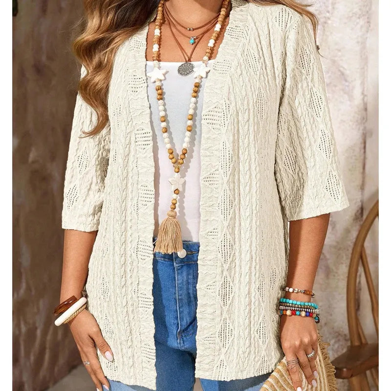 Delienne - Cardigan in maglia pointelle dalla mano morbida