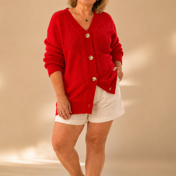 Halcyon - Cardigan in maglia con bottone e tocco morbido