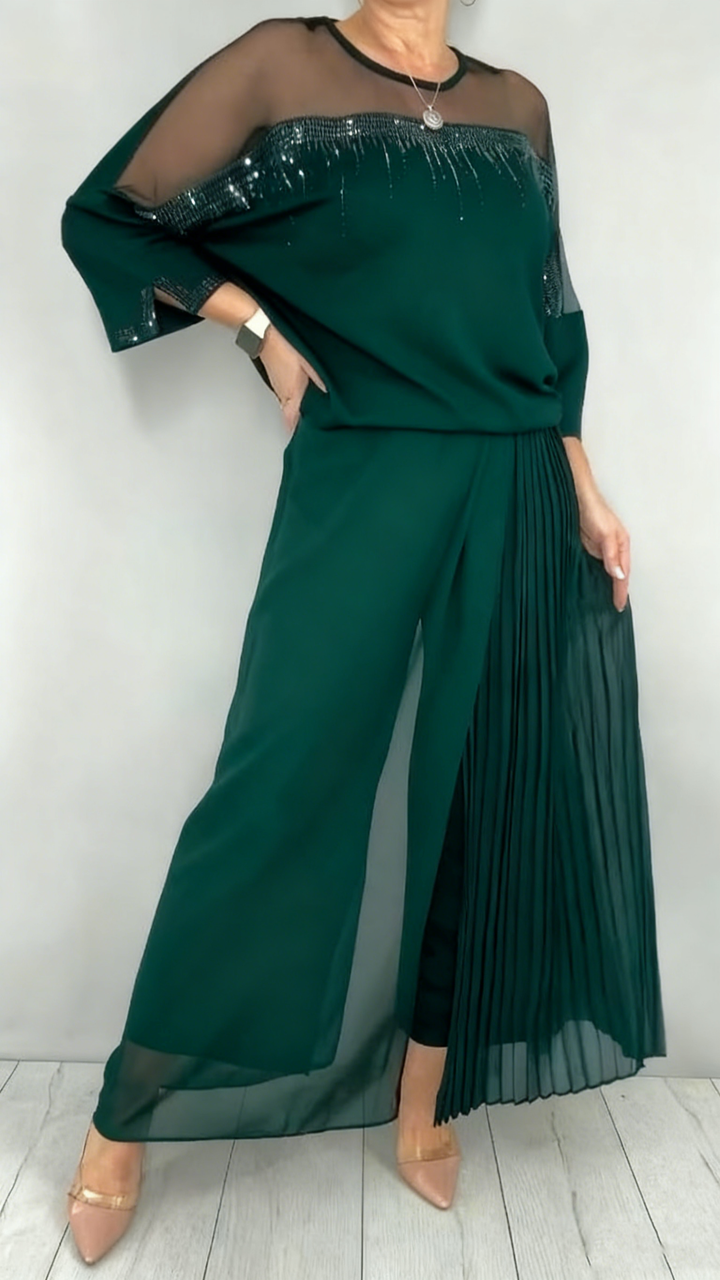 Caia - Completo due pezzi impreziosito con pantaloni a pieghe