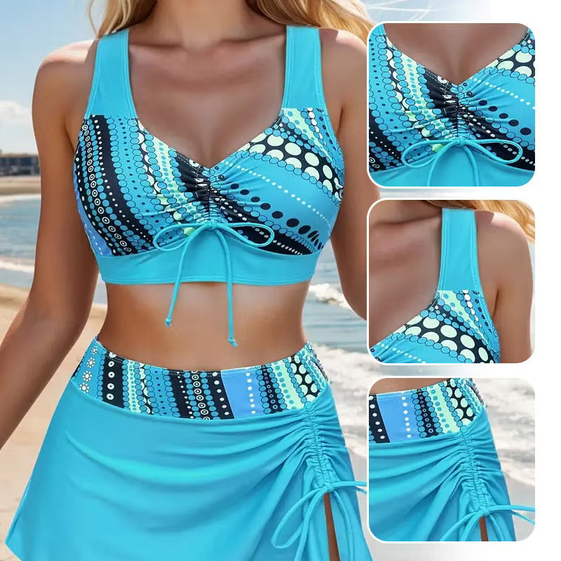 Xena - Set bikini con gonna e arricciatura a laccetto