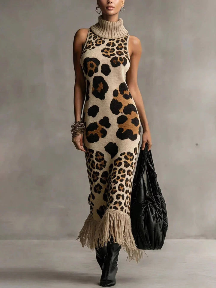 Orla - Abito lungo in maglia a stampa leopardata