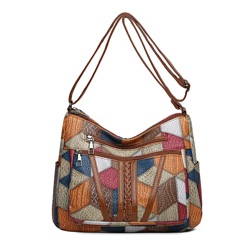Lauranique - Borsa a tracolla patchwork morbida al tatto