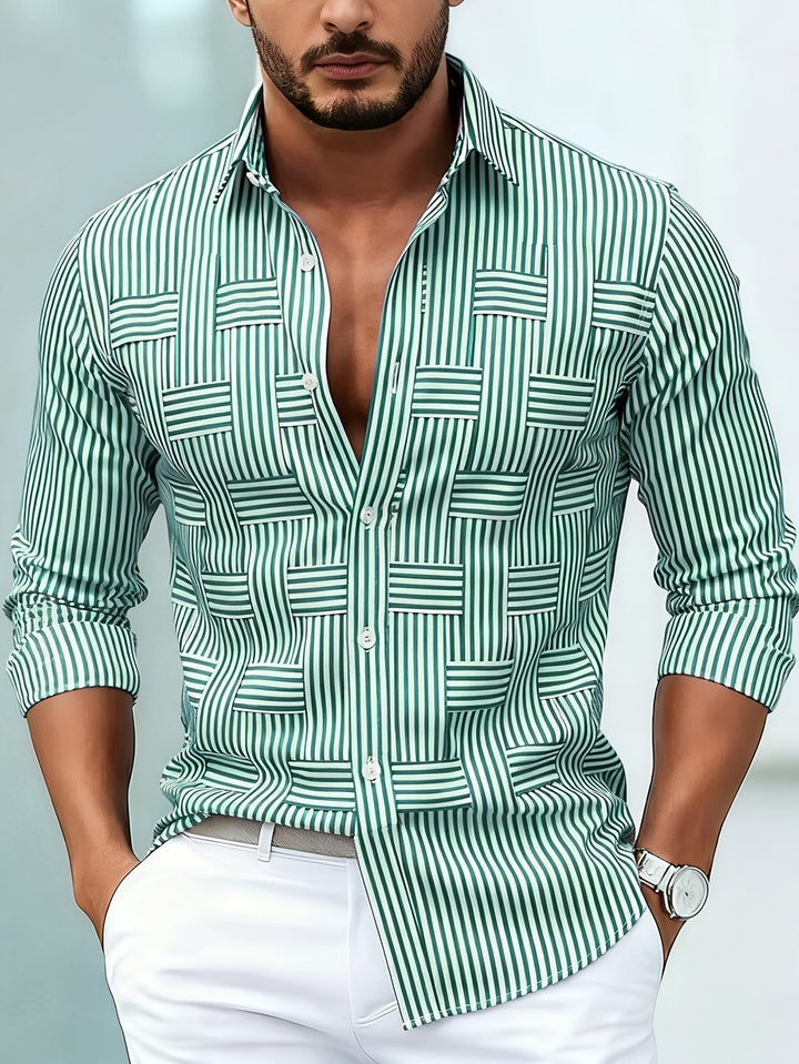 Bexhill - Camicia a righe a maniche lunghe con lavaggio vintage