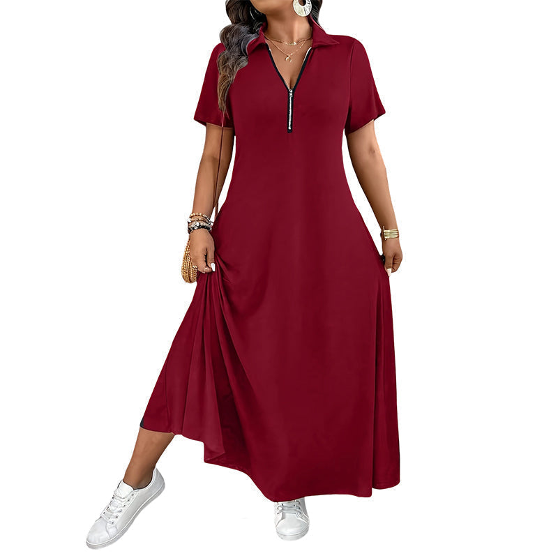 Primelle - Abito lungo soft touch con zip al collo