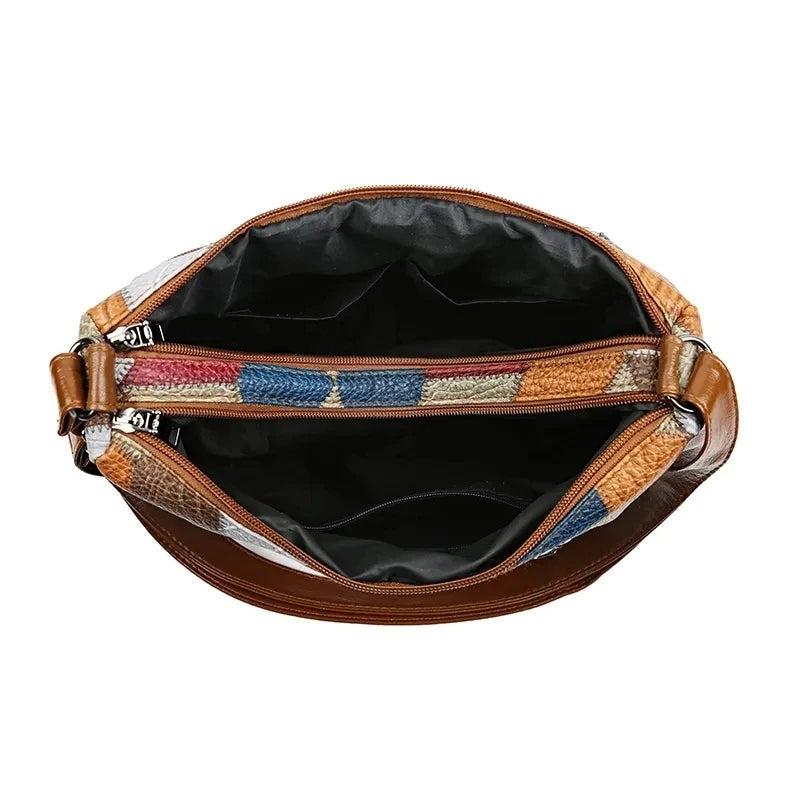 Lauranique - Borsa a tracolla patchwork morbida al tatto