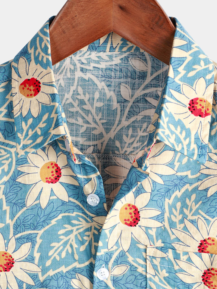 Leoric - Camicia leggera a maniche corte a stampa floreale