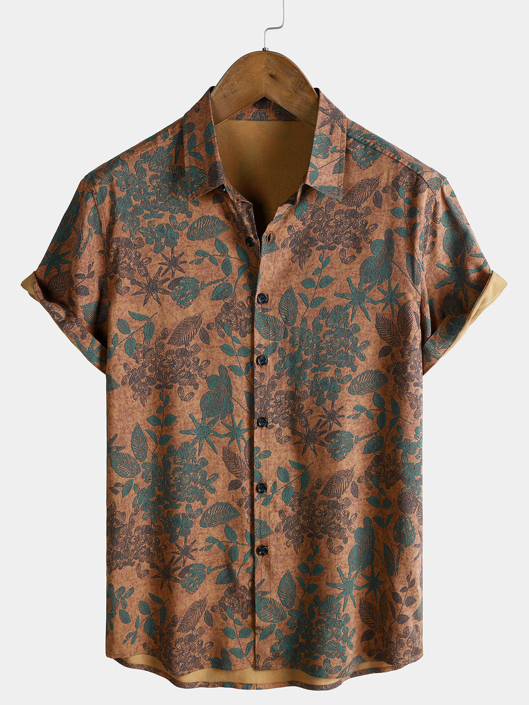 Leoric - Camicia leggera a maniche corte a stampa floreale