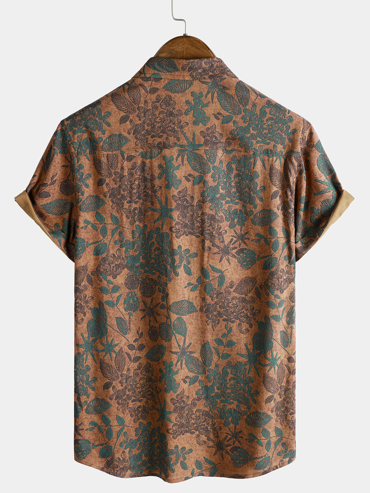 Leoric - Camicia leggera a maniche corte a stampa floreale