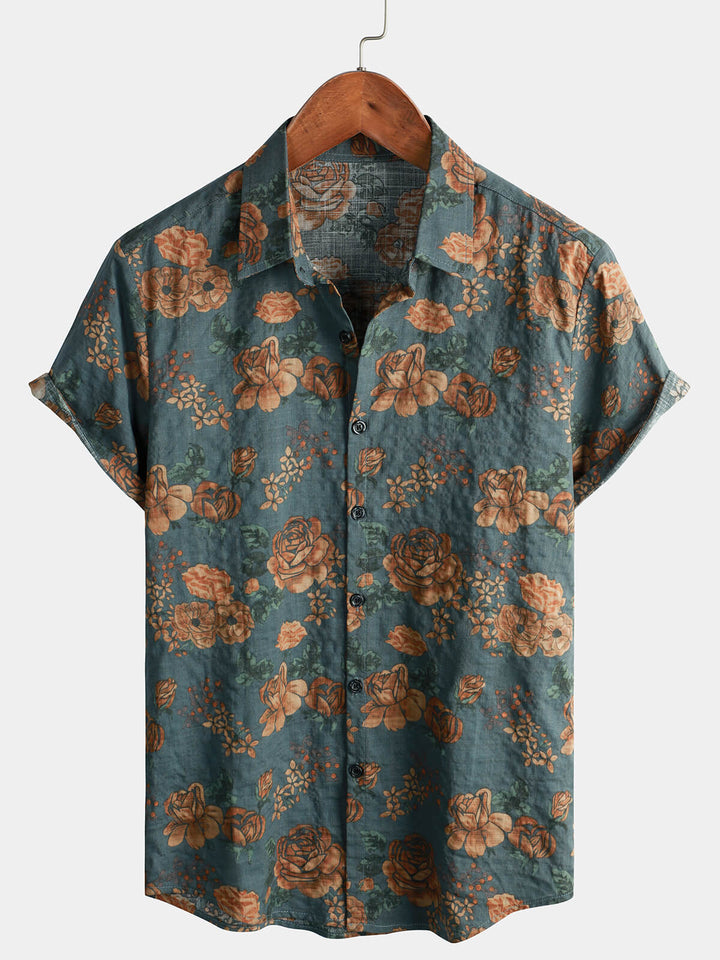 Leoric - Camicia leggera a maniche corte a stampa floreale
