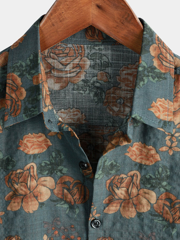 Leoric - Camicia leggera a maniche corte a stampa floreale