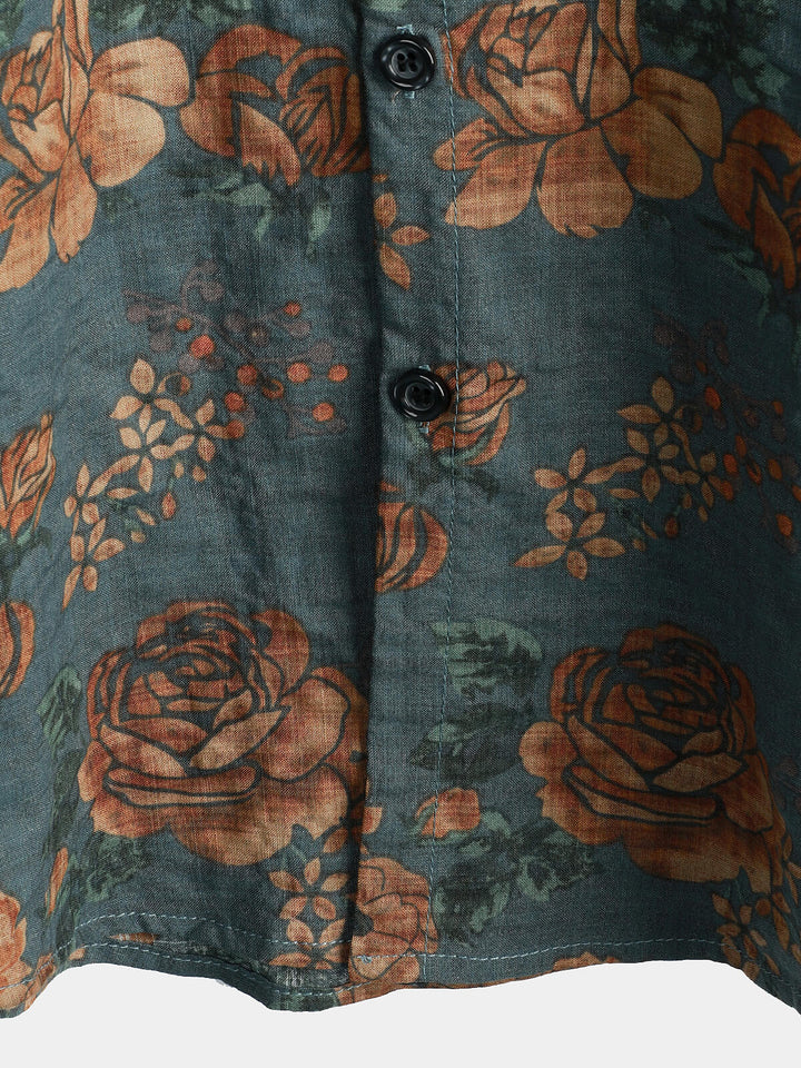 Leoric - Camicia leggera a maniche corte a stampa floreale