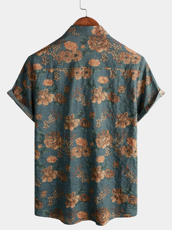 Leoric - Camicia leggera a maniche corte a stampa floreale
