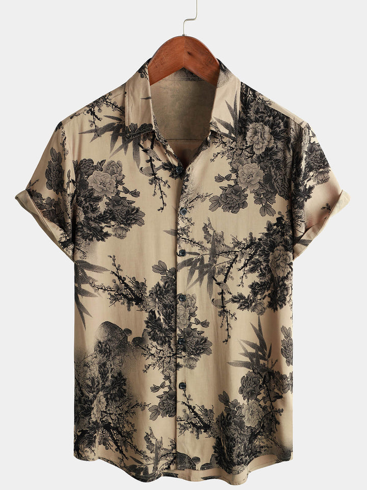 Leoric - Camicia leggera a maniche corte a stampa floreale