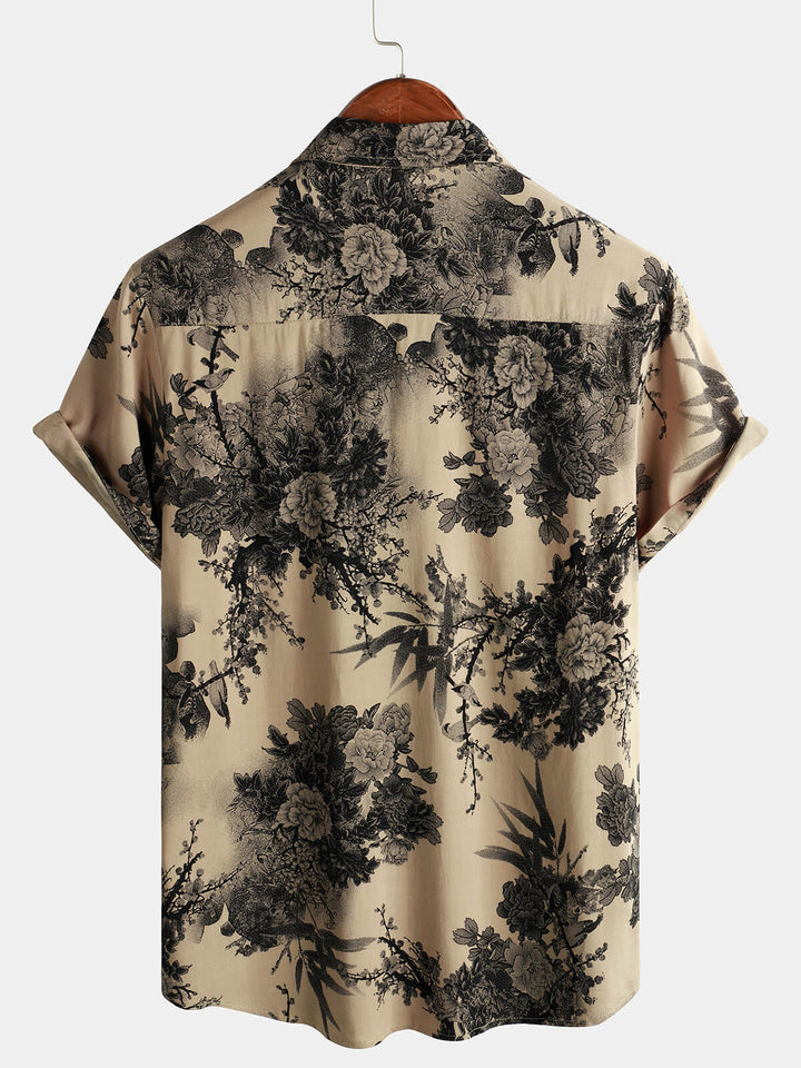 Leoric - Camicia leggera a maniche corte a stampa floreale