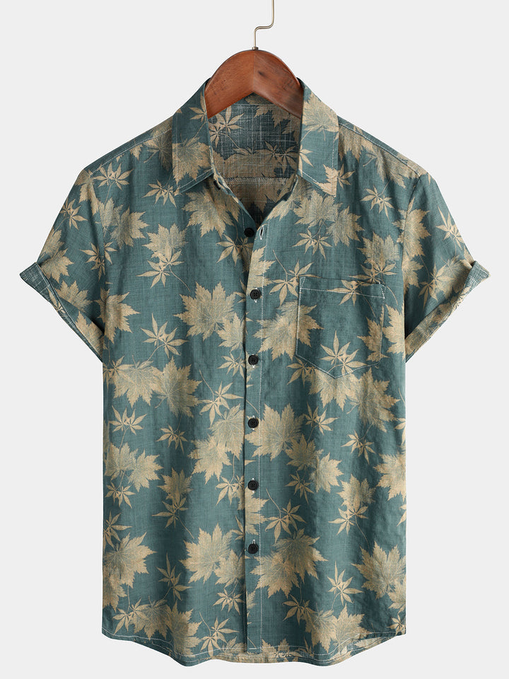 Leoric - Camicia leggera a maniche corte a stampa floreale