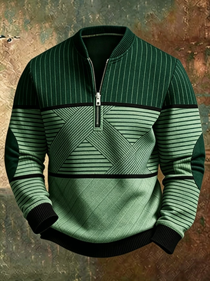 Gaelvick - Pullover 1/4 zip con motivo a contrasto