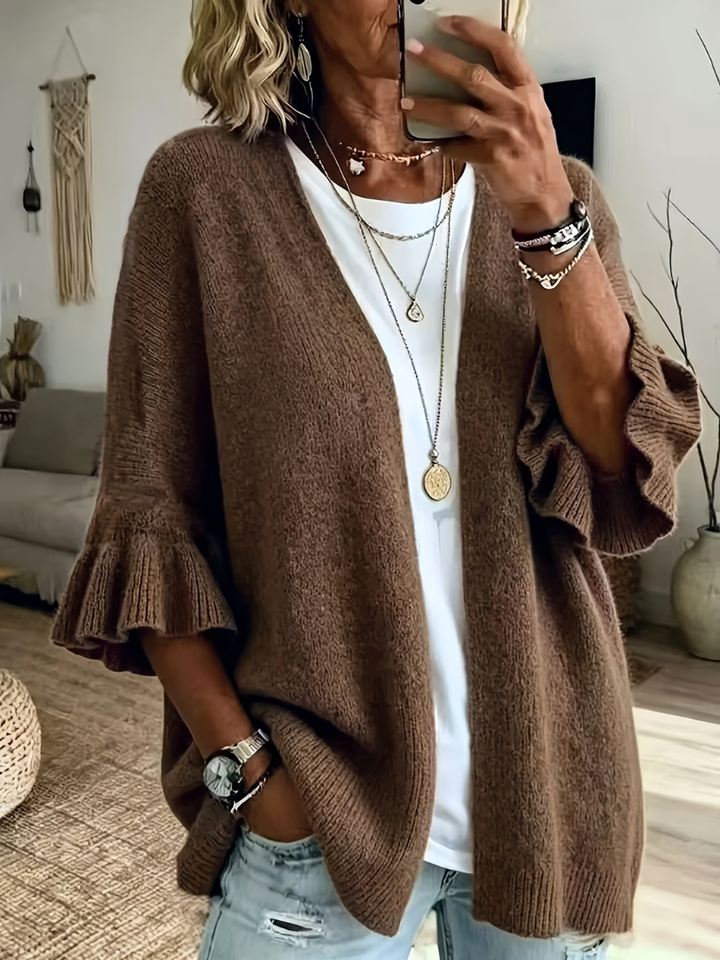 Acelynn - Cardigan con maniche a volant, mano morbida