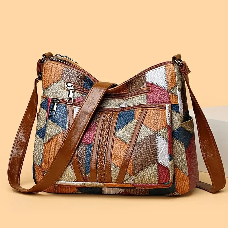 Lauranique - Borsa a tracolla patchwork morbida al tatto