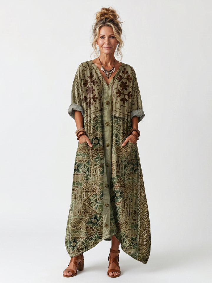 Roselisse - Abito midi leggero con abbottonatura frontale