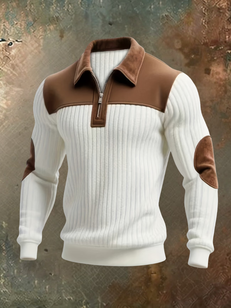 Eldvane - Maglione premium a mezza zip a righe