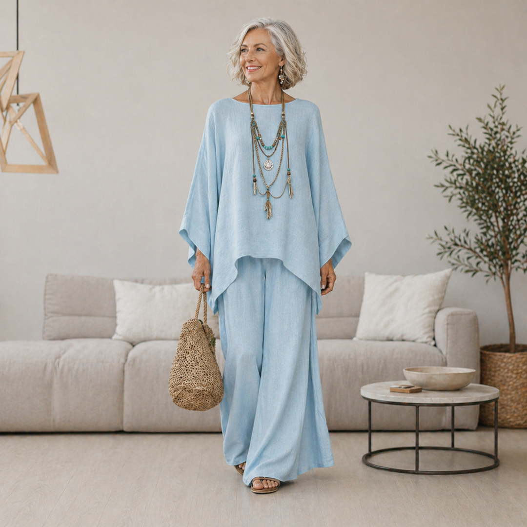 Annisette - Coordinato due pezzi con pantaloni a gamba larga e dal tocco morbido