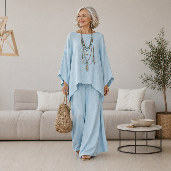 Annisette - Coordinato due pezzi con pantaloni a gamba larga e dal tocco morbido