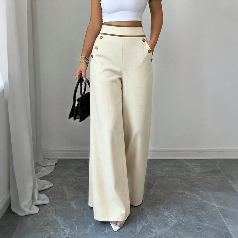 Oriessa - Pantaloni a vita alta stile marinaio