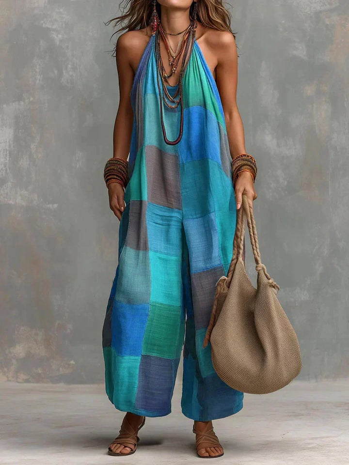 Estelina - Tuta patchwork premium con scollo all'americana