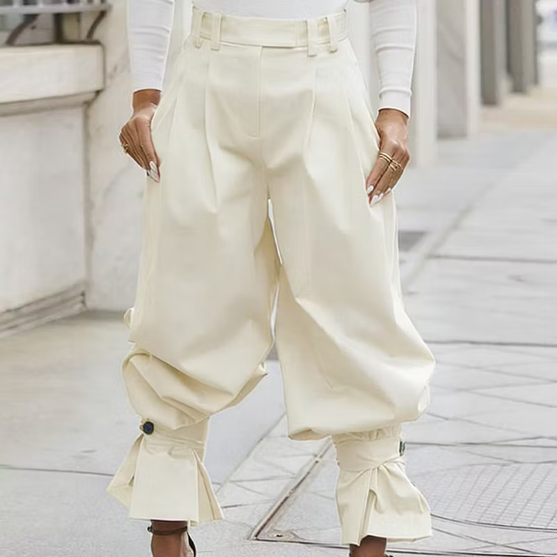 Dianella - Pantaloni a vita alta con ruches