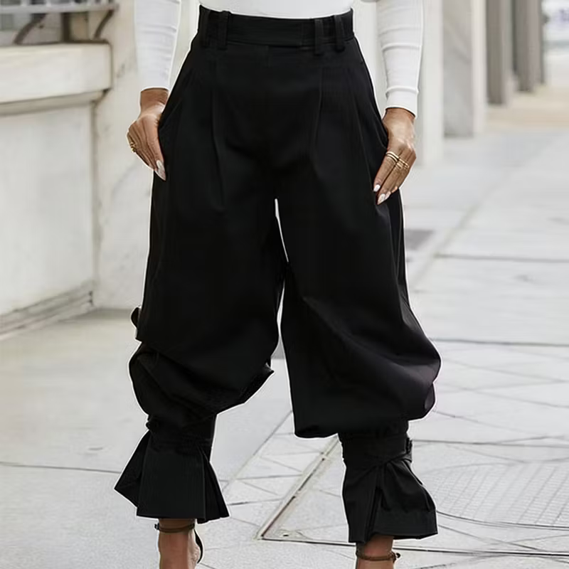 Dianella - Pantaloni a vita alta con ruches
