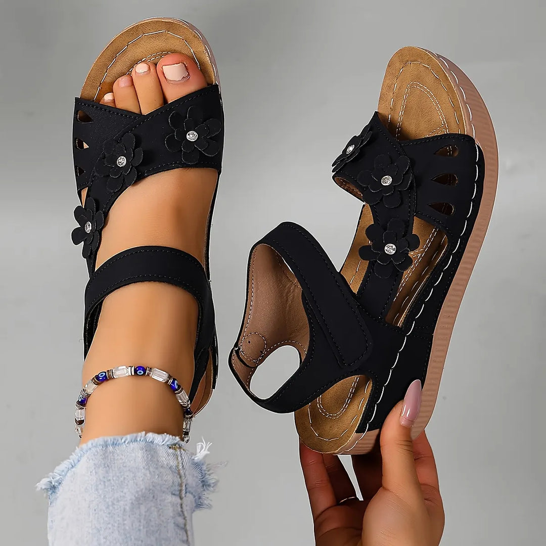 Fiorelia - Sandali con zeppa floreali comodi
