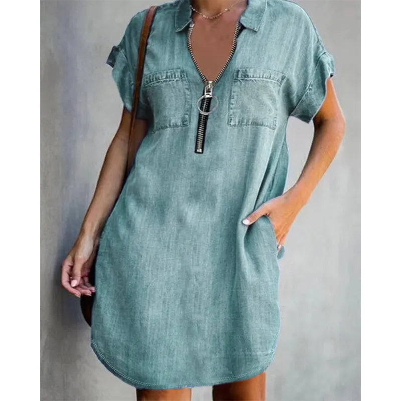 Genevalle - Abito casual in chambray con tasche