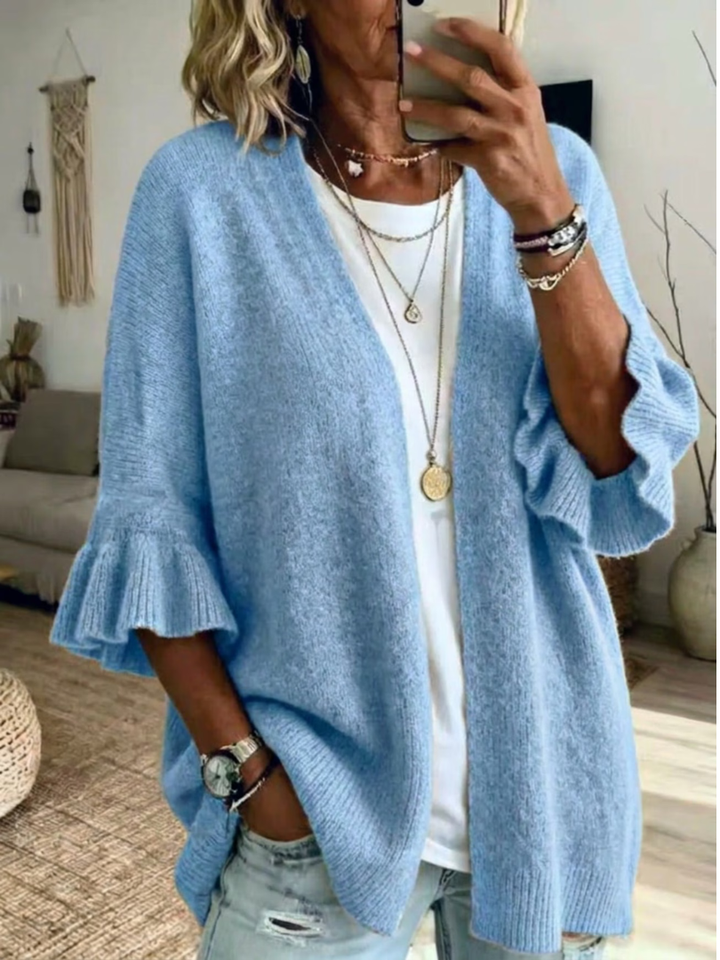 Acelynn - Cardigan con maniche a volant, mano morbida