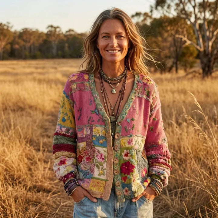 Celestara - Cardigan patchwork morbido al tatto