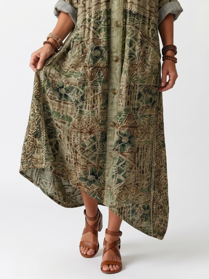 Roselisse - Abito midi leggero con abbottonatura frontale