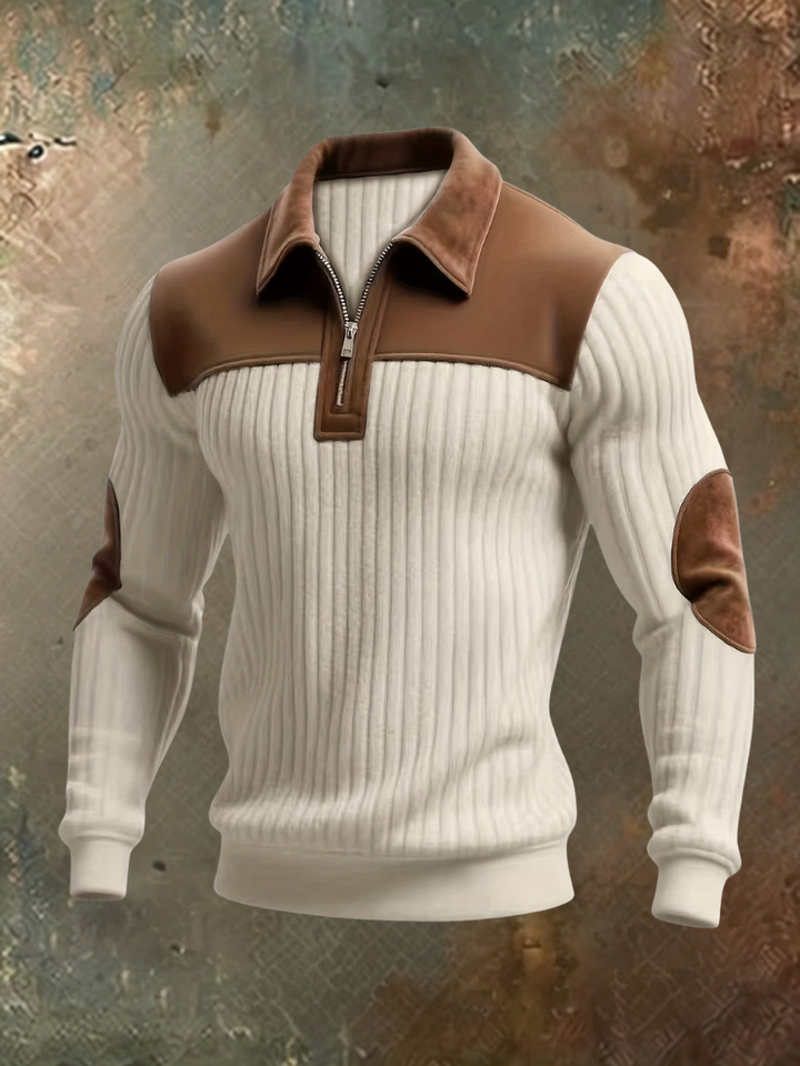 Eldvane - Maglione premium a mezza zip a righe