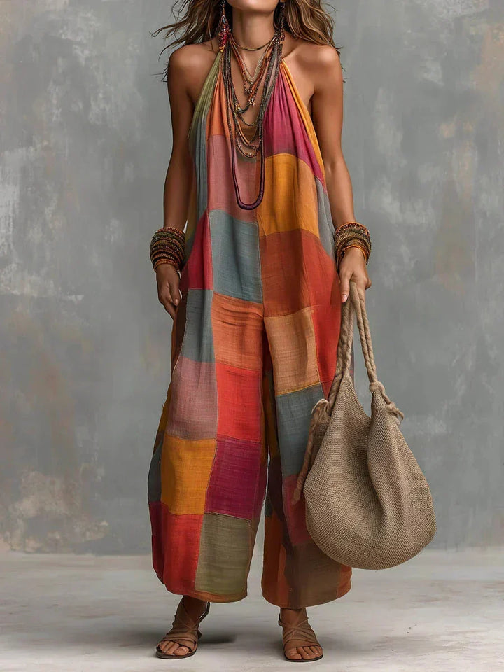 Estelina - Tuta patchwork premium con scollo all'americana