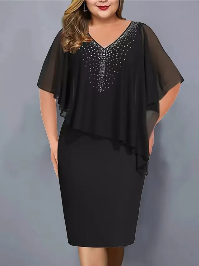 Lirienne - Abito midi con scollo a V e strass premium