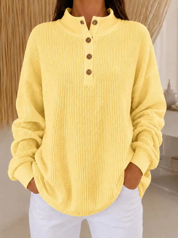 Belliora - Pullover in maglia a rilievo con abbottonatura al collo