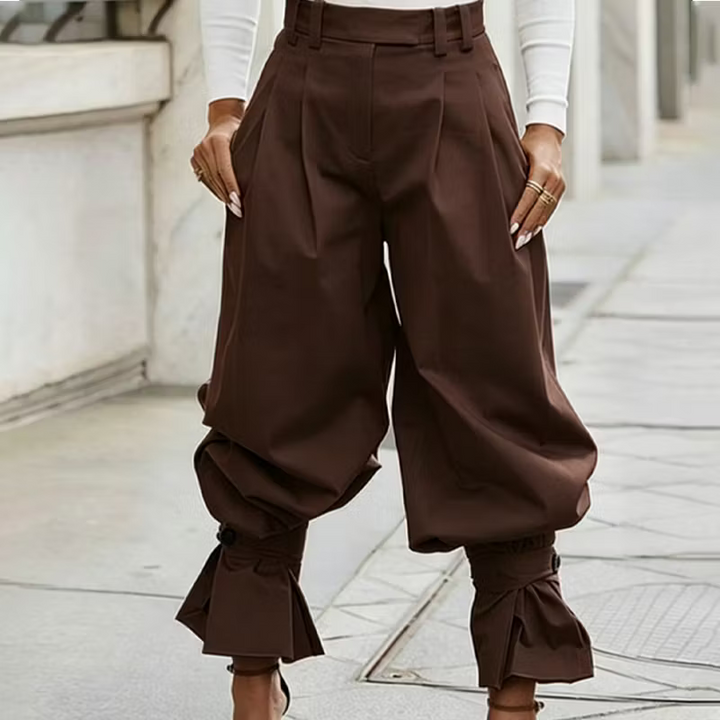 Dianella - Pantaloni a vita alta con ruches
