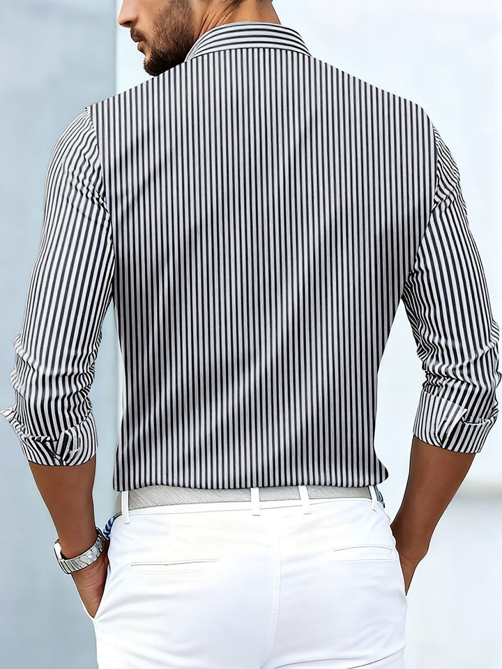 Bexhill - Camicia a righe a maniche lunghe con lavaggio vintage