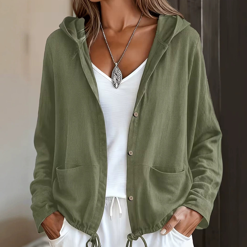 Anavella - Giacca con cappuccio e bottoni dal fit rilassato