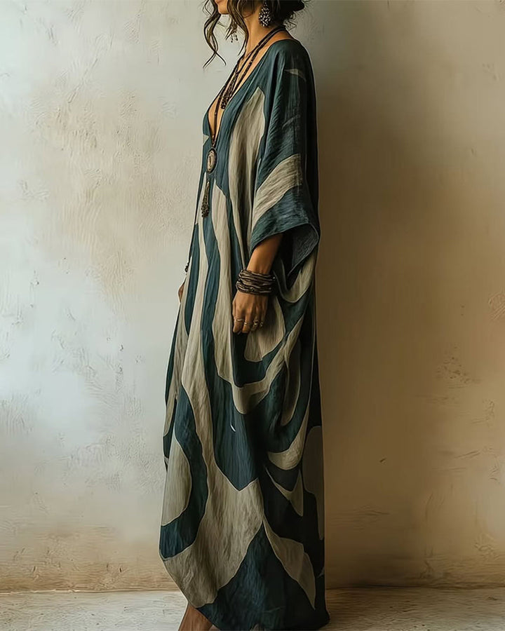 Aramina - Caftano maxi stampato di lusso