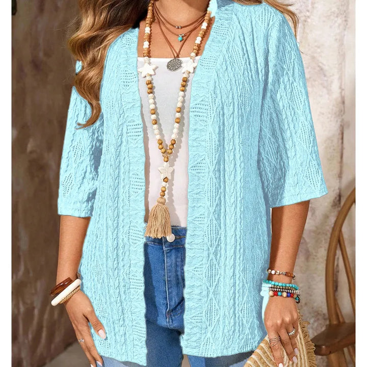 Delienne - Cardigan in maglia pointelle dalla mano morbida