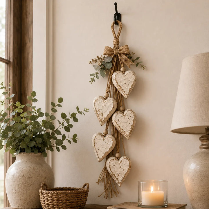 Alinora - Pendente da parete con nappa a forma di cuore in finitura anticata