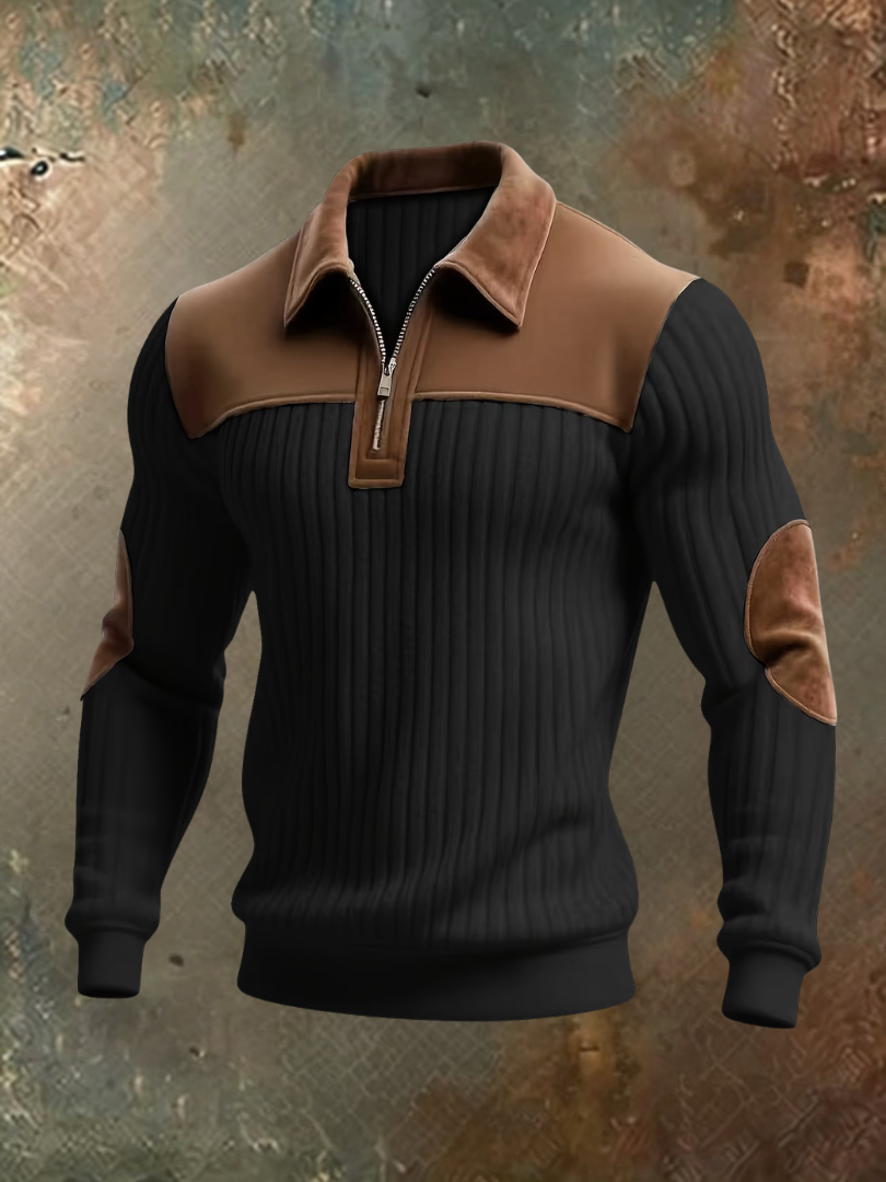 Eldvane - Maglione premium a mezza zip a righe
